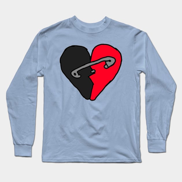 Safety Pin Heart Long Sleeve T-Shirt by SabineHoppakee